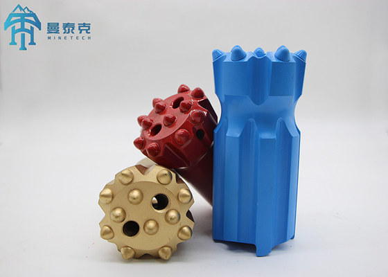 T38 64mm Retract Button Bit ฮาร์ดร็อคสว่าน Ballistic Type Flat Face Threaded